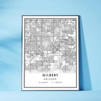 Gilbert, Arizona Modern Map Print 