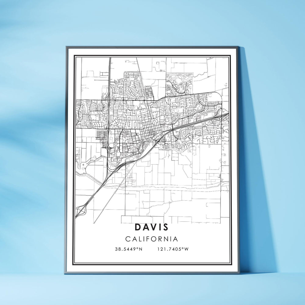 Davis, California Modern Map Print