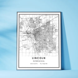 Lincoln, Nebraska Modern Map Print 