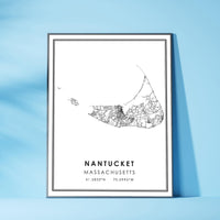 
              Nantucket, Massachusetts Modern Map Print 
            