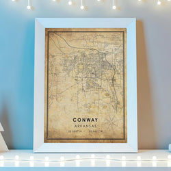 Conway, Arkansas Vintage Style Map Print 
