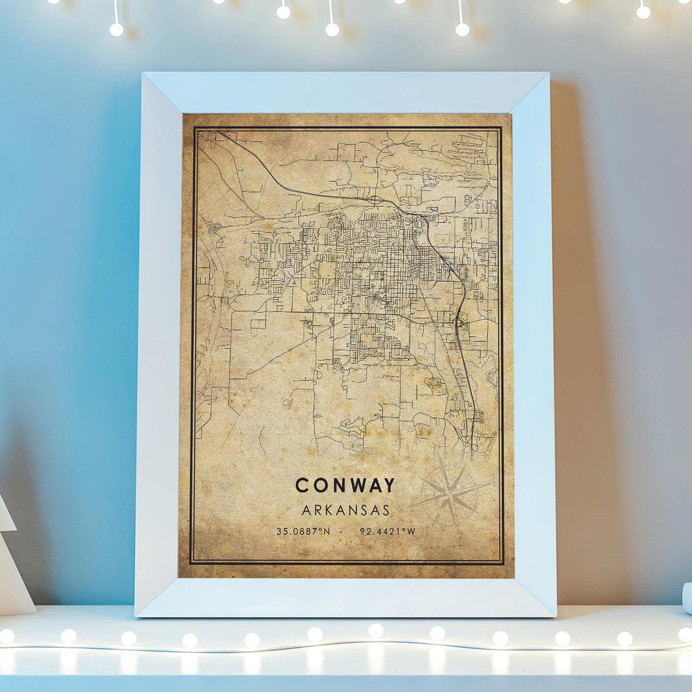 Conway, Arkansas Vintage Style Map Print 
