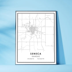 Seneca, Kansas Modern Map Print 