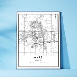 Ames, Iowa Modern Map Print 