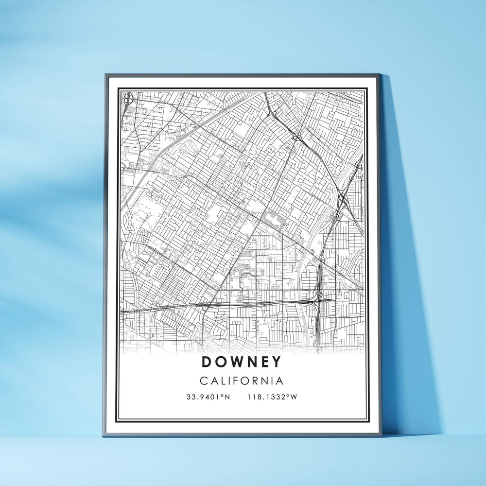 Downey, California Modern Map Print 