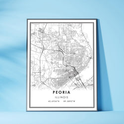 Peoria, Illinois Modern Map Print 