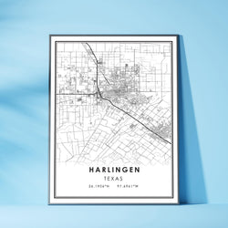 Harlingen, Texas Modern Map Print 