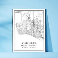 White Rock, British Columbia Modern Style Map Print 