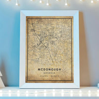 
              McDonough, Georgia Vintage Style Map Print 
            