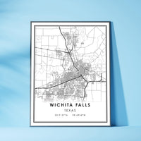 Wichita Falls, Texas Modern Map Print 