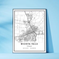Wichita Falls, Texas Modern Map Print 