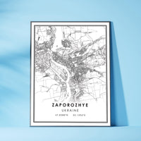 
              Zaporozhye, Ukraine Modern Style Map Print 
            