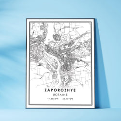 Zaporozhye, Ukraine Modern Style Map Print 