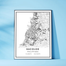 Bacolod, Philippines Modern Style Map Print 