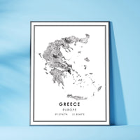 
              Greece, Europe Modern Style Map Print 
            