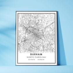 Durham, North Carolina Modern Map Print 