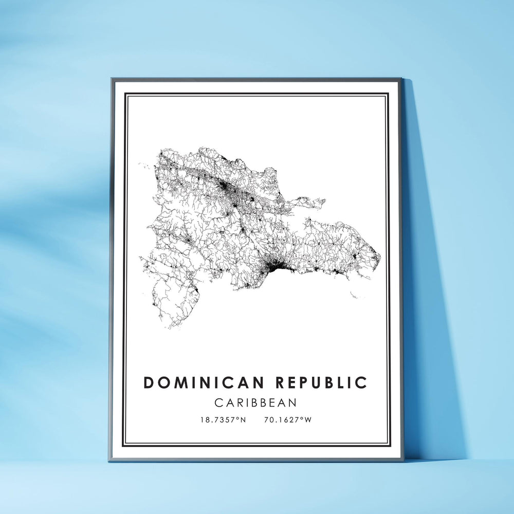 Dominican Republic,  Caribbean Modern Style Map Print 