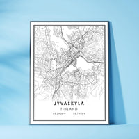 
              Jyvaskyla, Finland Modern Style Map Print 
            