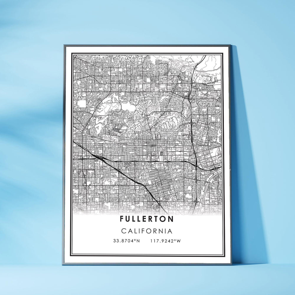 Fullerton, California Modern Map Print 