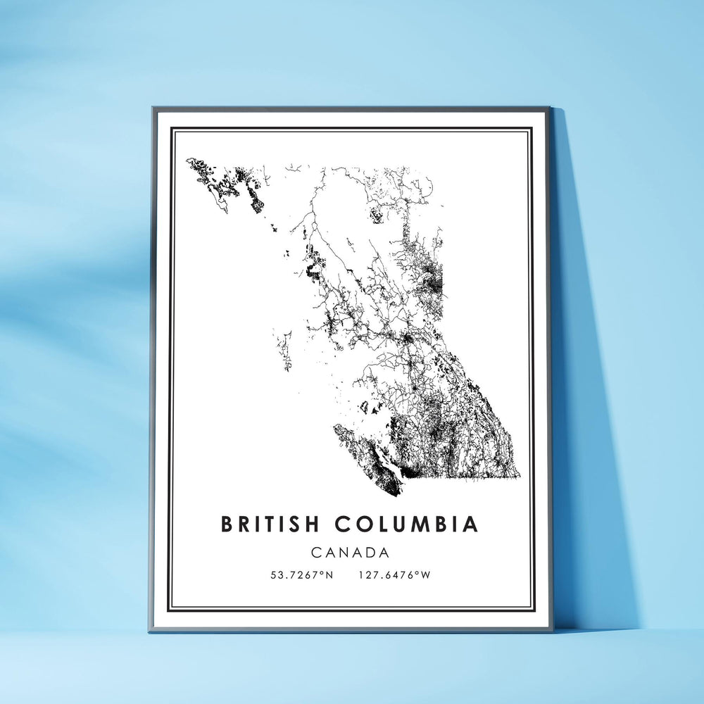 British Columbia, Canada Modern Style Map Print 