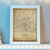 
              Athens, Georgia Vintage Style Map Print 
            