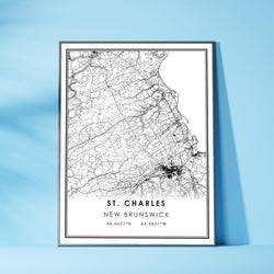 St. Charles, New Brunswick Modern Map Print 