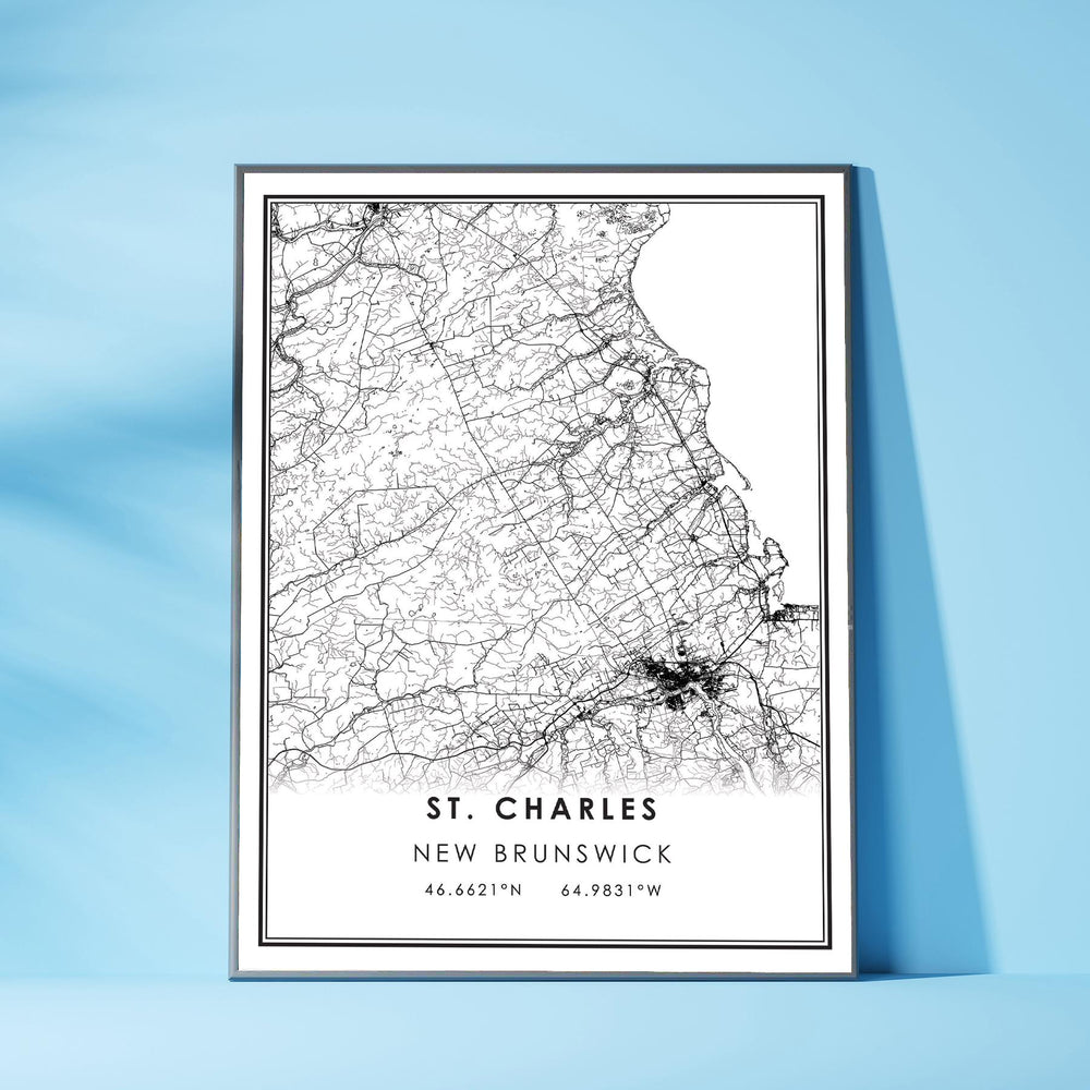 St. Charles, New Brunswick Modern Map Print 