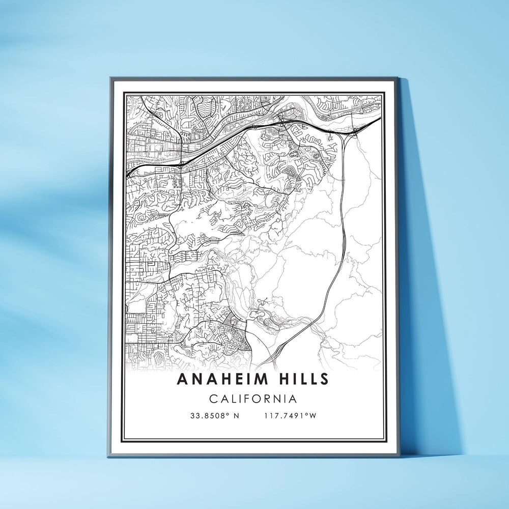 Anaheim Hill, California Modern Map Print    