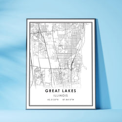 Great Lakes, Illinois Modern Map Print 