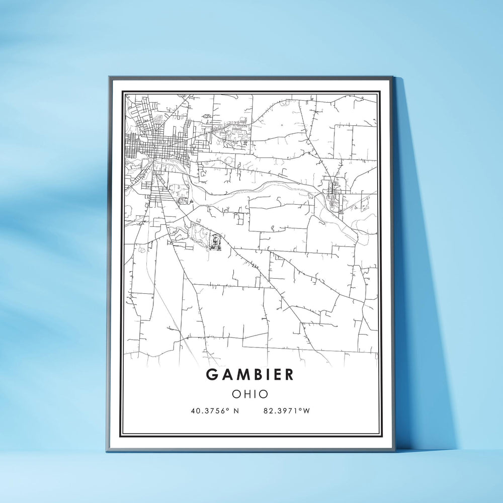 Gambier, Ohio Modern Map Print 