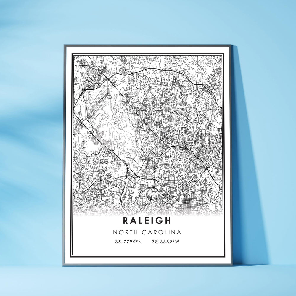 Raleigh, North Carolina Modern Map Print 