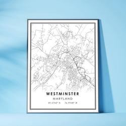 Westminster, Maryland Modern Map Print 