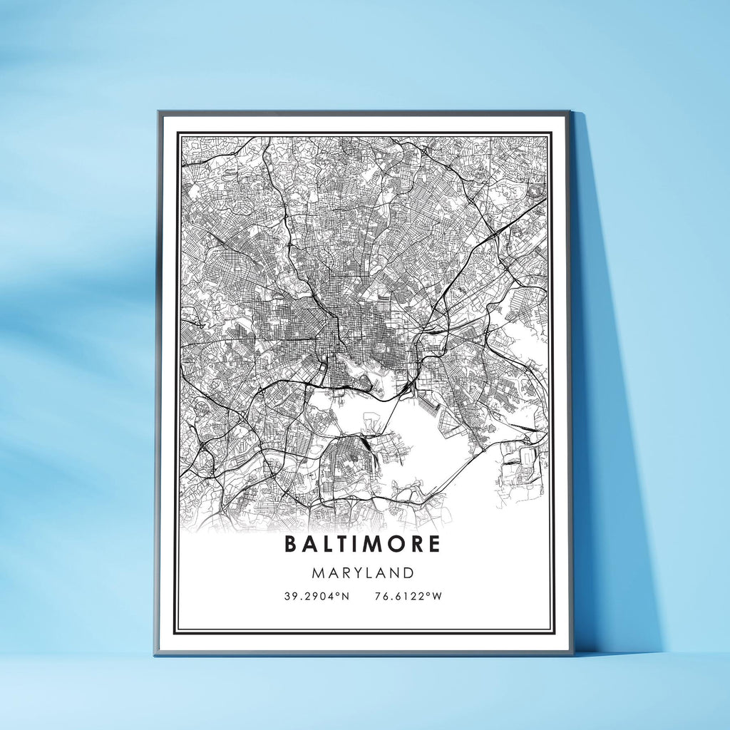 Map of Baltimore Maryland Poster - Baltimore Maryland Map Print 