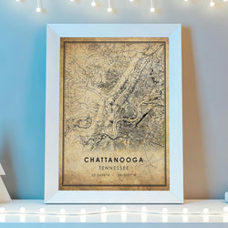 Chattanooga, Tennessee Vintage Style Map Print 