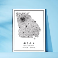 Georgia, United States Modern Style Map Print 