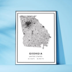 Georgia, United States Modern Style Map Print 