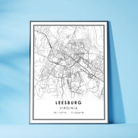 Leesburg, Virginia Modern Map Print 