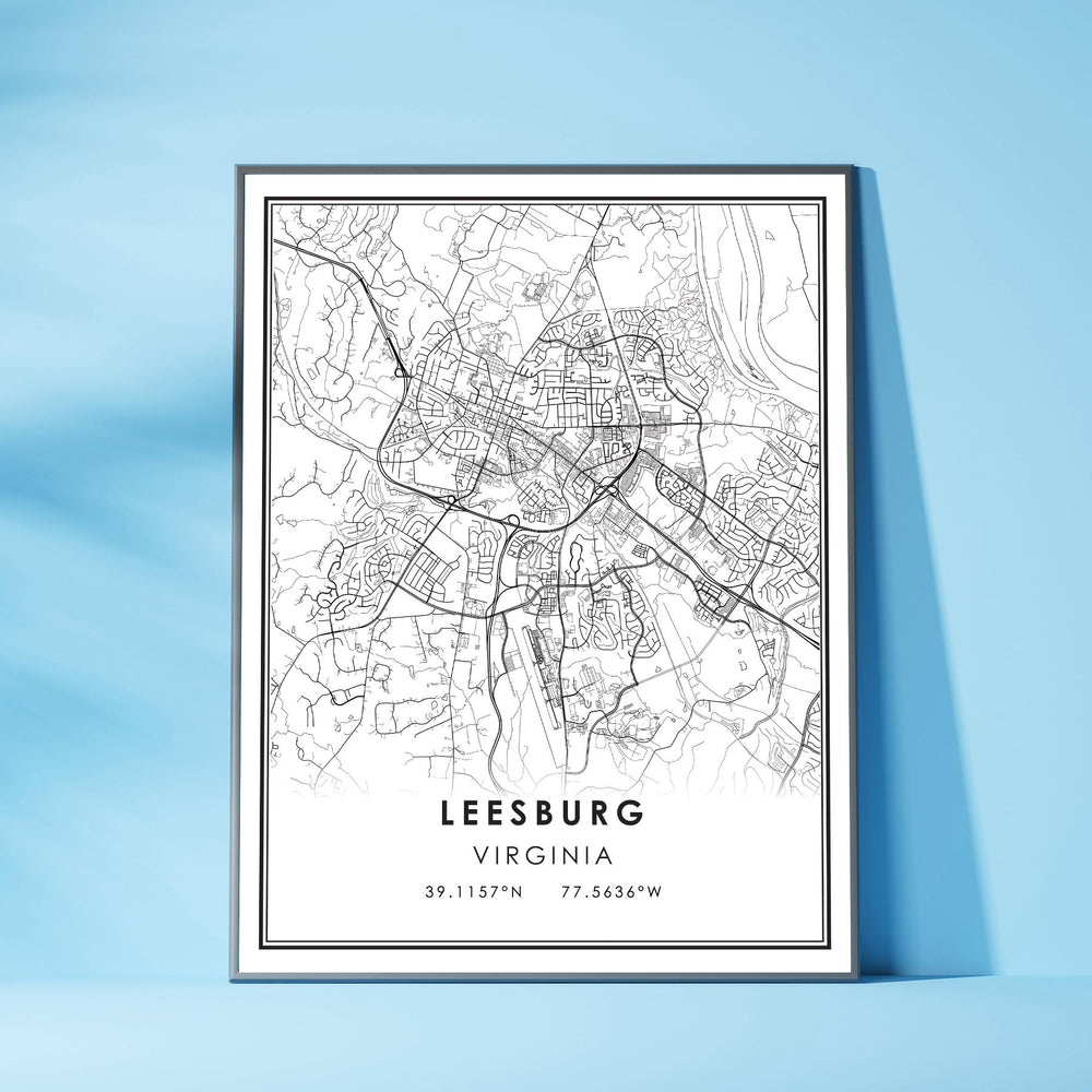 Leesburg, Virginia Modern Map Print 