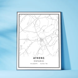 Athens, Ontario Modern Style Map Print 