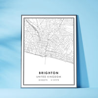 
              Brighton, United Kingdom Modern Style Map Print 
            