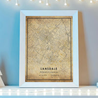 
              Lansdale, Pennsylvania Vintage Style Map Print 
            