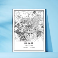 
              Harare, Zimbabwe Modern Style Map Print 
            