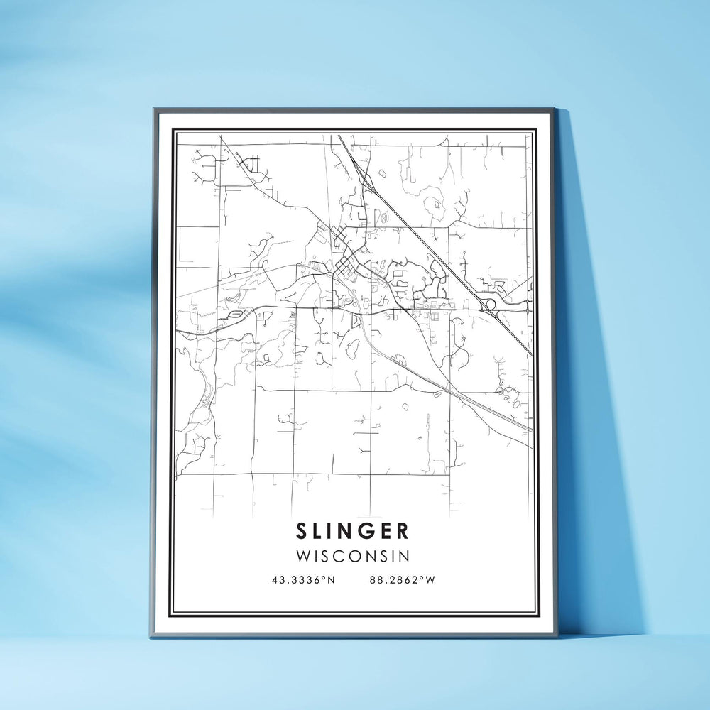 Slinger, Wisconsin Modern Map Print