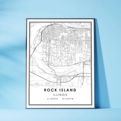 Rock Island, Illinois Modern Map Print 