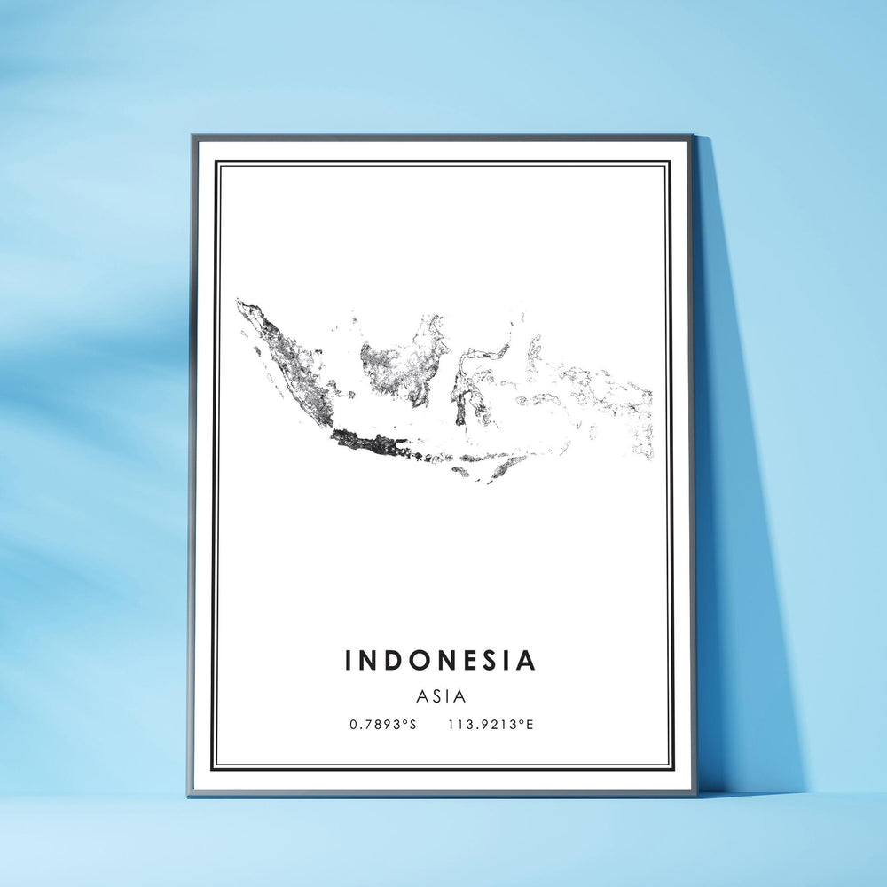 Indonesia, Asia Modern Style Map Print 