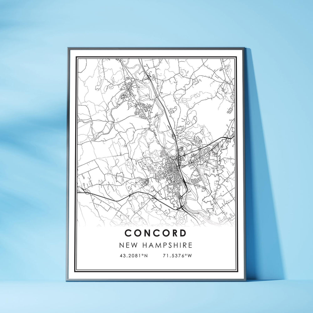 Concord, New Hampshire Modern Map Print 