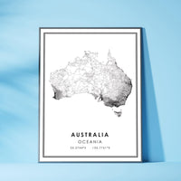 Australia, Oceania Modern Style Map Print 
