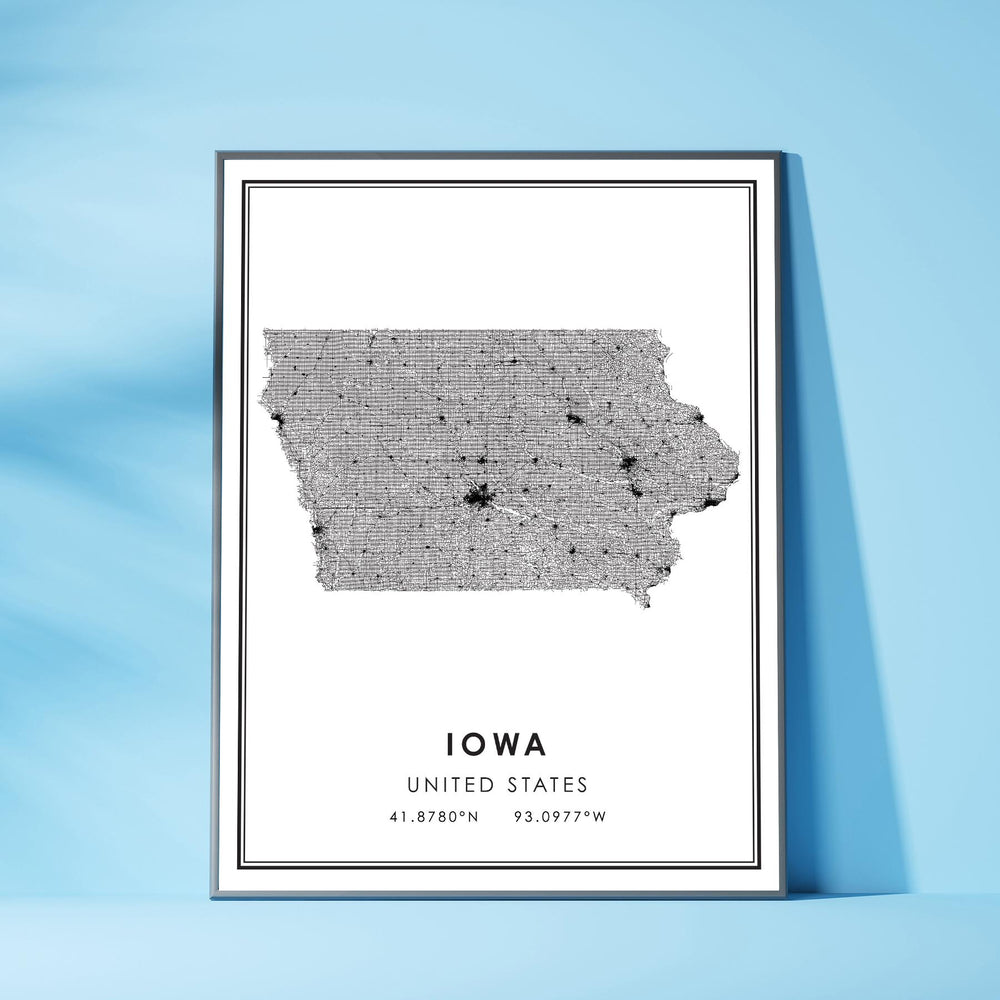 Iowa, United States Modern Style Map Print