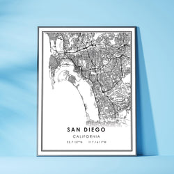 San Diego, California Modern Map Print 