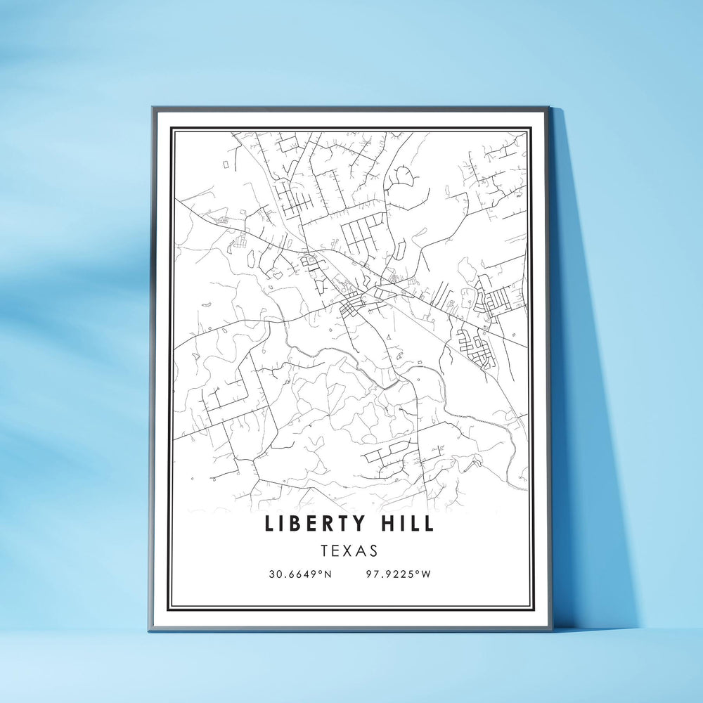 Liberty Hill, Texas Modern Map Print